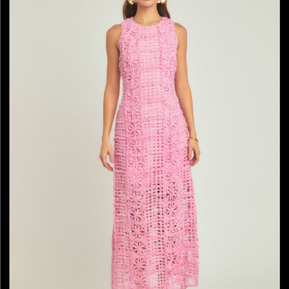 Endless Rose textured sleeveless maxi dress NWT in pink